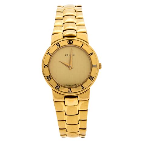 used gucci watch gold|Gucci gold bracelet watch women's.